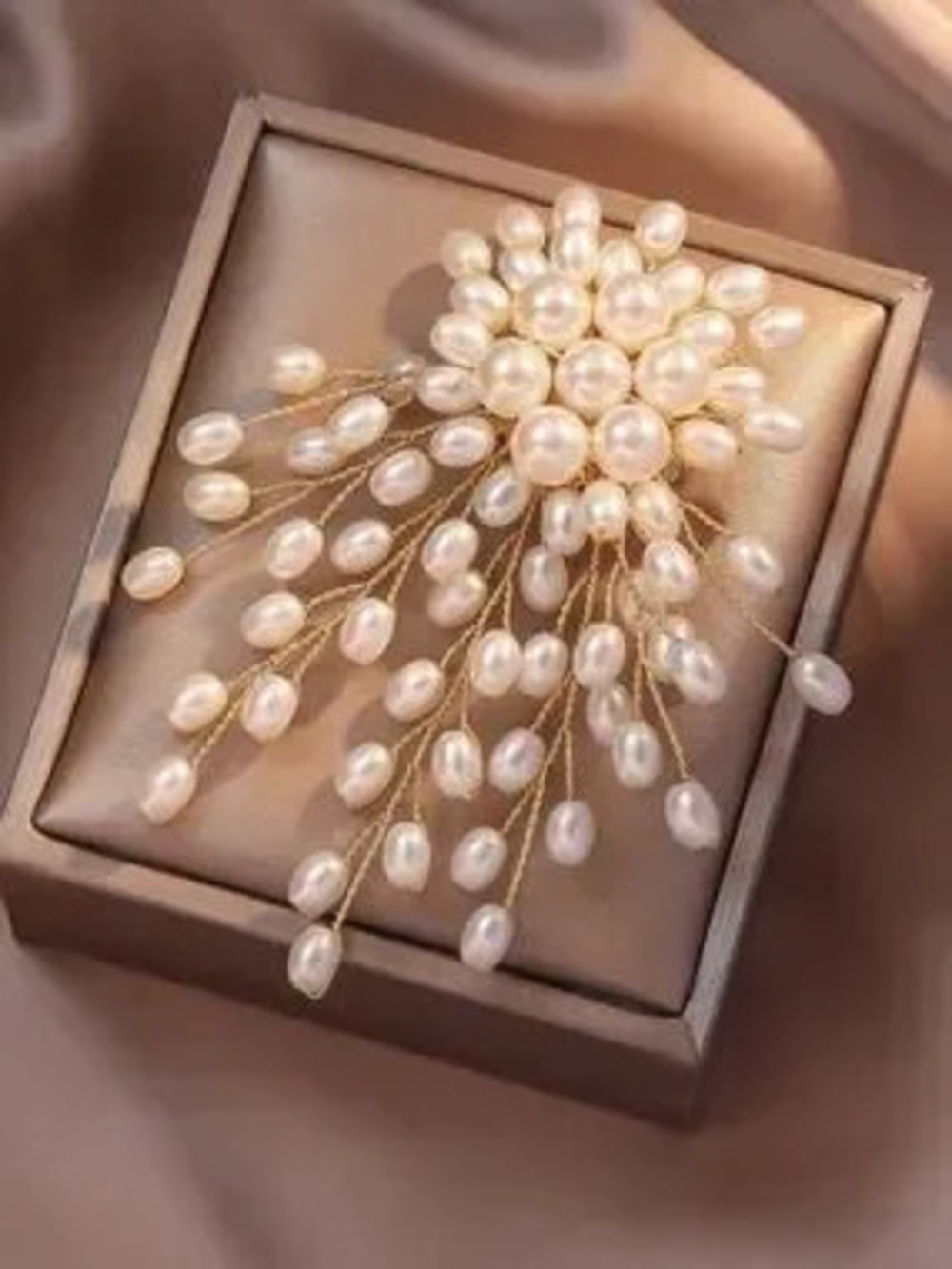 Handmade Aurelia Pearl Cascade Brooch
